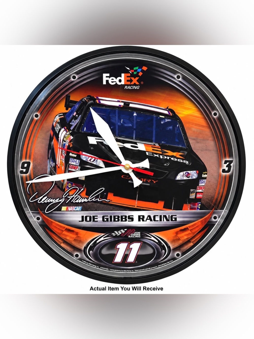 🏁 Denny Hamlin #11 FedEx Racing Joe Gibbs NASCAR 12.5" Wall Clock WinCraft 🏁
